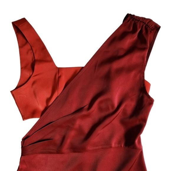 4SI3NNA Rust Burgundy CHAYANNE Color Block Sleeveless Mini Dress Sz S - Picture 3 of 12